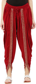 PAVONINE Maroon Color Embellished Beetel Rayon Fabric Patiala For Women & Girls | Grocsy