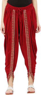 PAVONINE Maroon Color Embellished Beetel Rayon Fabric Patiala For Women & Girls | Grocsy