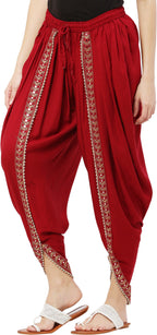 PAVONINE Maroon Color Embellished Beetel Rayon Fabric Patiala For Women & Girls | Grocsy