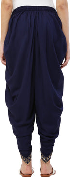 PAVONINE Navy Blue Color Embellished Beetel Rayon Fabric Patiala For Women & Girls | Grocsy