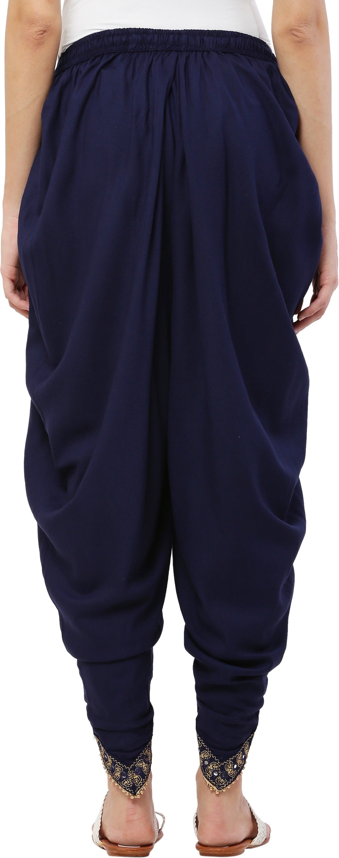 PAVONINE Navy Blue Color Embellished Beetel Rayon Fabric Patiala For Women & Girls | Grocsy