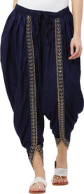 PAVONINE Navy Blue Color Embellished Beetel Rayon Fabric Patiala For Women & Girls | Grocsy