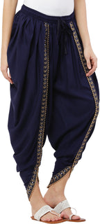 PAVONINE Navy Blue Color Embellished Beetel Rayon Fabric Patiala For Women & Girls | Grocsy