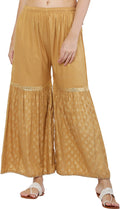 PAVONINE Beige Color 3-Panels Sequence Printed Flared Sharara For Women & Girls | Grocsy