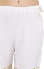 PAVONINE White Color 3-Panels Sequence Printed Flared Sharara For Women & Girls | Grocsy