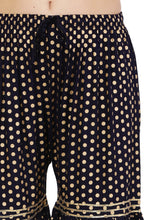 PAVONINE Black Color 3-Panels Golden Printed Flared Sharara For Women & Girls | Grocsy