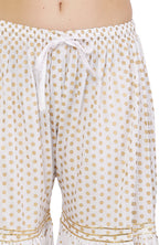 PAVONINE White Color 3-Panels Golden Printed Flared Sharara For Women & Girls | Grocsy