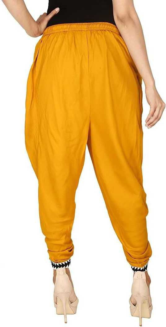 PAVONINE Mustard Color Embellished Beetel Rayon Fabric Patiala For Women & Girls | Grocsy