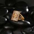 AanyaCentric Gold-Polished American Diamond Ad Ring for Boys & Man | Grocsy
