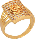 AanyaCentric Gold-Polished American Diamond Ad Ring for Boys & Man | Grocsy