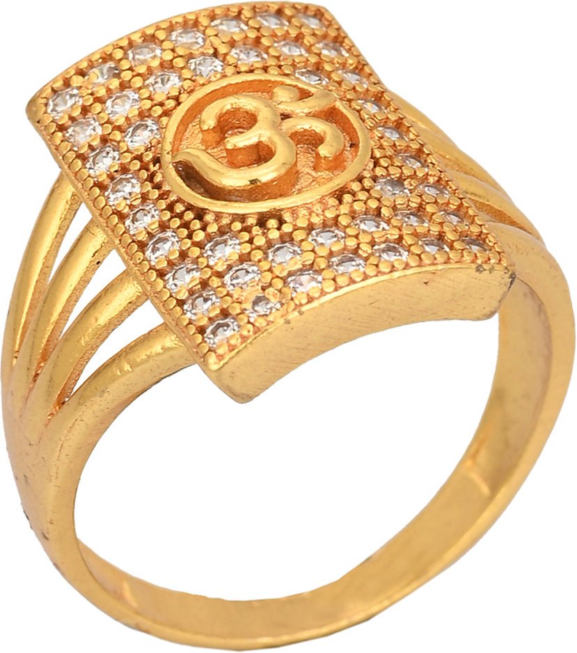AanyaCentric Gold-Polished American Diamond Ad Ring for Boys & Man | Grocsy