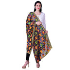 SWI Stylish Women's Embroidered Phulkari Chiffon Navy Blue Dupatta | Grocsy