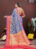 Lorenvalley Fashion Lavender Kanjivaram Silk Woven Design with Zari Weaving Saree | Grocsy