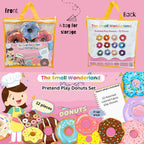 The Small Wonderland Pretend Play Donut Shop Set – 12 Colorful Fabric Donuts with Play Menu, ATM Cards, Money, and Shop Poster | Grocsy
