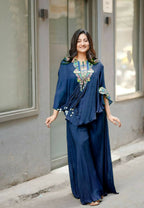 Joban Fashion Blue Kurta Set Chinon Embroidery Sequence Work | Grocsy