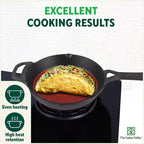 The Indus Valley CASTrong Cast Iron Fry Pan/Skillet, Pre-seasoned, Nonstick, 100% Pure, Toxin-free, Induction,Spatula, 25.4cm, 1.7L, 2.3kg | Grocsy