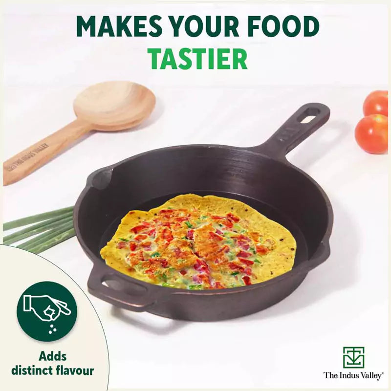 The Indus Valley Super Smooth Cast Iron Set: Kadai+ Tawa+ Frypan, Kitchen set for Home, Nonstick, 100% Pure, Toxin-free, Tadka Pan | Grocsy