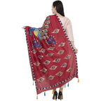 A R Silk Silk Peacock Multi Fancy Dupatta Color Mehroon Dupatta or Chunni | Grocsy
