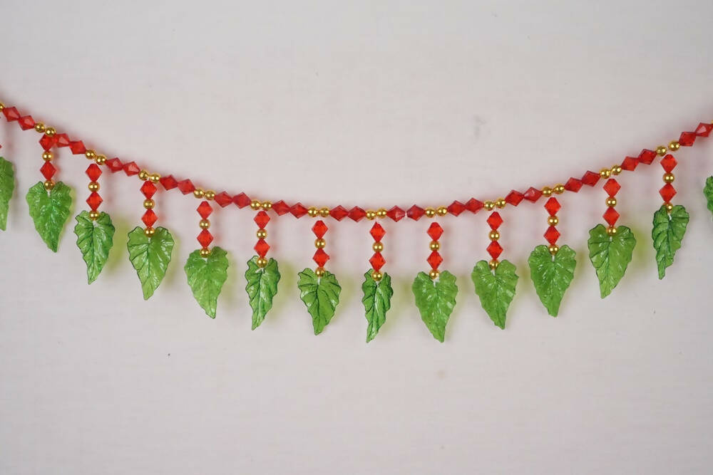 Kundan HandiKrafts Green Leaf Red Beats Thoranna | Grocsy