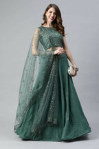 Pista Georgette Sequins Embroidery Work Lehenga Choli with Dupatta - Jivika | Grocsy