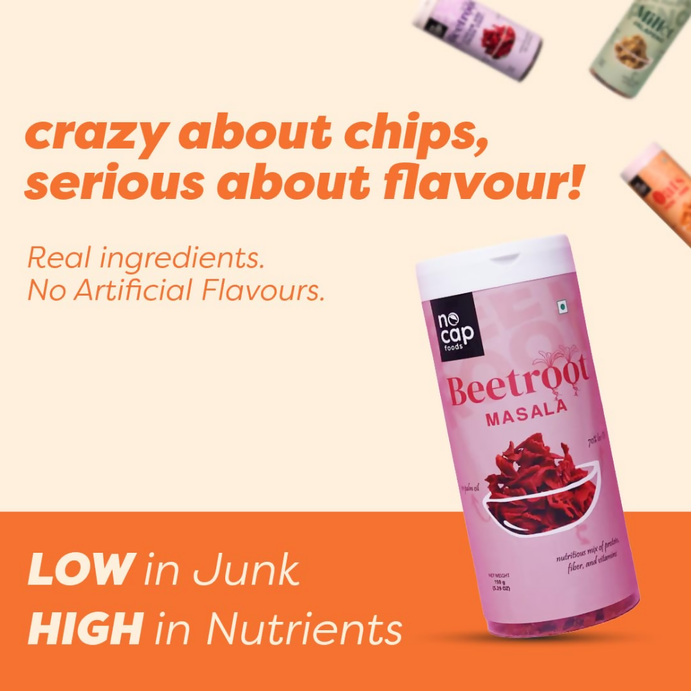 Nocap foods Zero Guilt Healthy Chips - Beetroot Masala | Grocsy