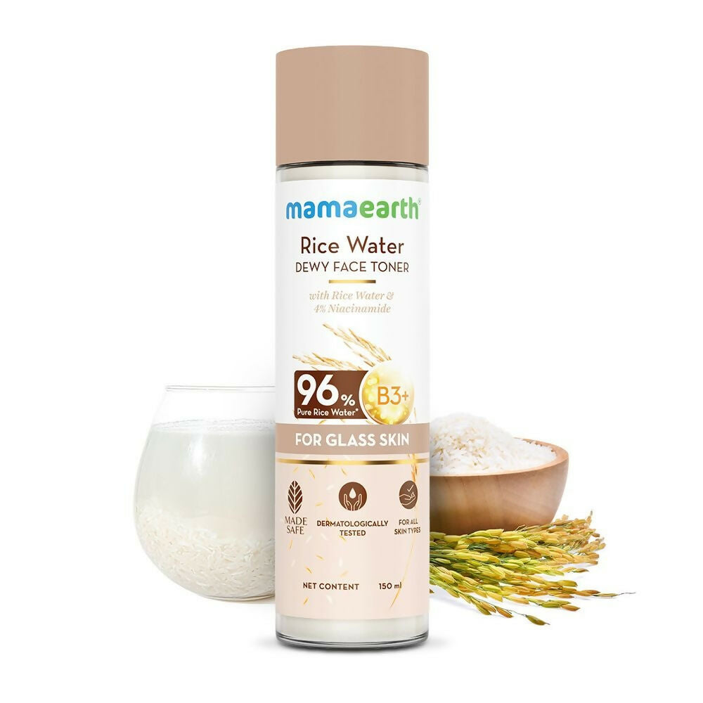 Mamaearth Rice Water Dewy Face Toner with 96% Pure Rice Water Extract & 4% Niacinamide for Glass Skin | Grocsy