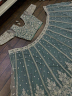 Tulsi Art Alluring Green Sequins Net Engagement Wear Lehenga Choli With Dupatta | Grocsy