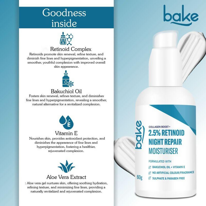 Bake 2.5% Retinol Night Repair moisturiser Cream | Grocsy