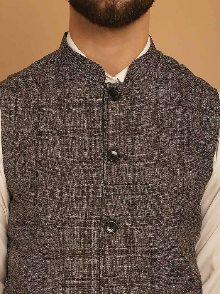 Even Apparels Nehru Jacket With Welt Pockets - Grey | Grocsy