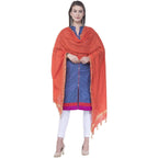 A R Silk Orange Color Golden border Cotton Dupattas & Chunnis | Grocsy