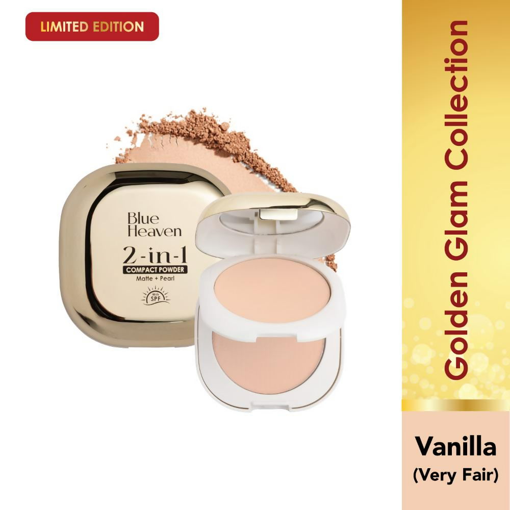 Blue Heaven 2-In-1 Matte + Pearl Compact Powder - Vanilla | Grocsy