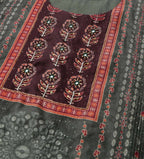 Dark Green Chinon Digital Printed With Hand Work Kurta - Himanshi | Grocsy