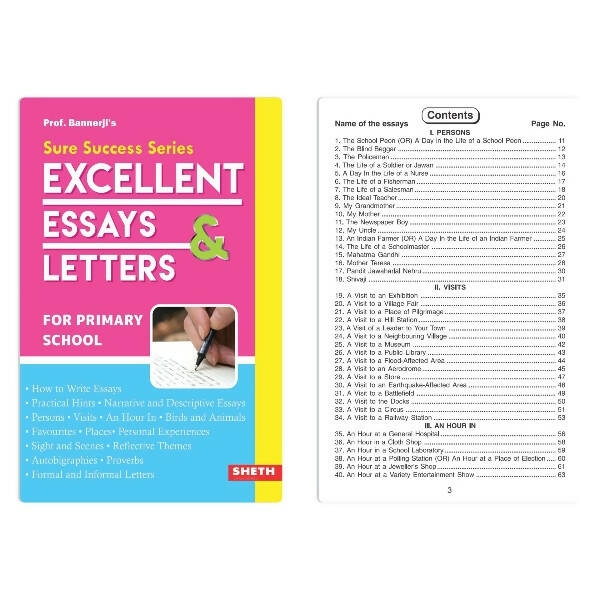 Prof. Bannerji's Sure Success Excellent Essays And Letters for Primary School | Age 7-15 years | Grocsy