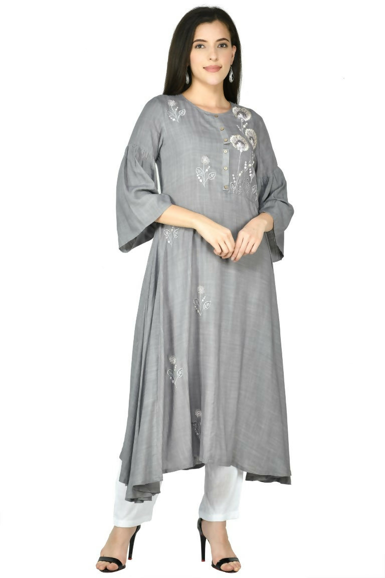 Joban Fashion Grey Cotton Rayon Kurta Set | Grocsy