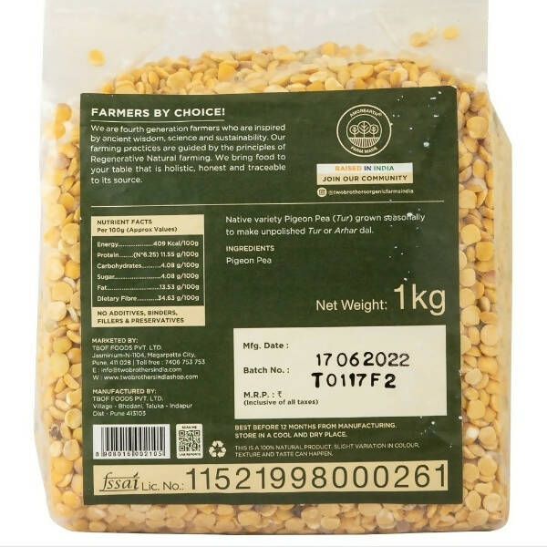 Two Brothers Organic Farms Tur (Pigeon Pea) Dal, Unpolished | Grocsy