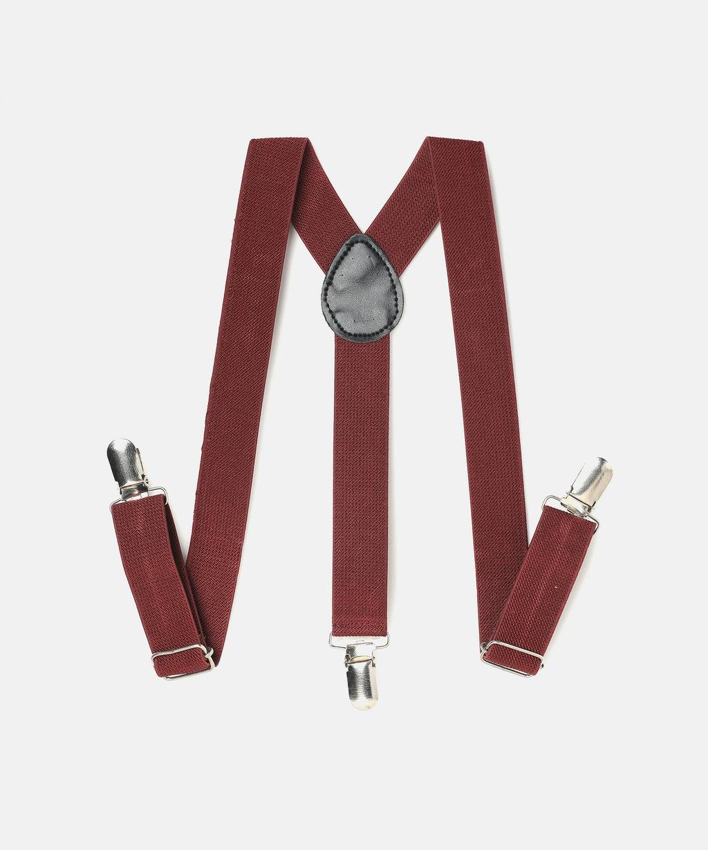 Manet Boys Solid Suspenders - Maroon | Grocsy