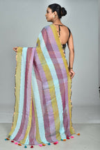 Exclusive Collection Beautiful Multi1 Pure Cotton Woven Handloom Saree With Running Blouse Piece | Grocsy