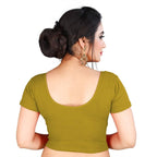 Vamika Mehandi Lycra Plain Blouse | Grocsy