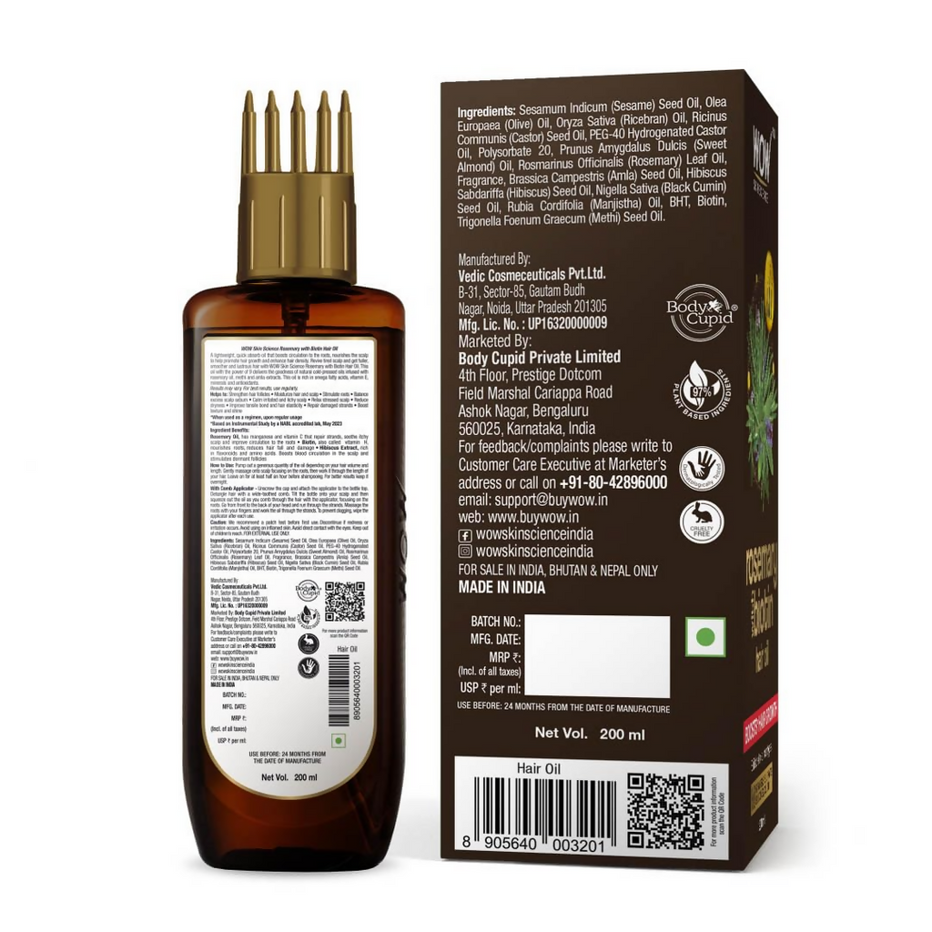 Wow Skin Science Rosemary With Biotin Hair Growth Oil | Grocsy