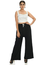 Mominos Fashion Moeza Reyon Cotton Black Chikan Work Palazzo | Grocsy
