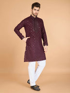 Vastranavya Maroon Exclusive Festival Wear Viscose Silk Thread & Sequence Embroidered Work Kurta with Dupatta | Grocsy