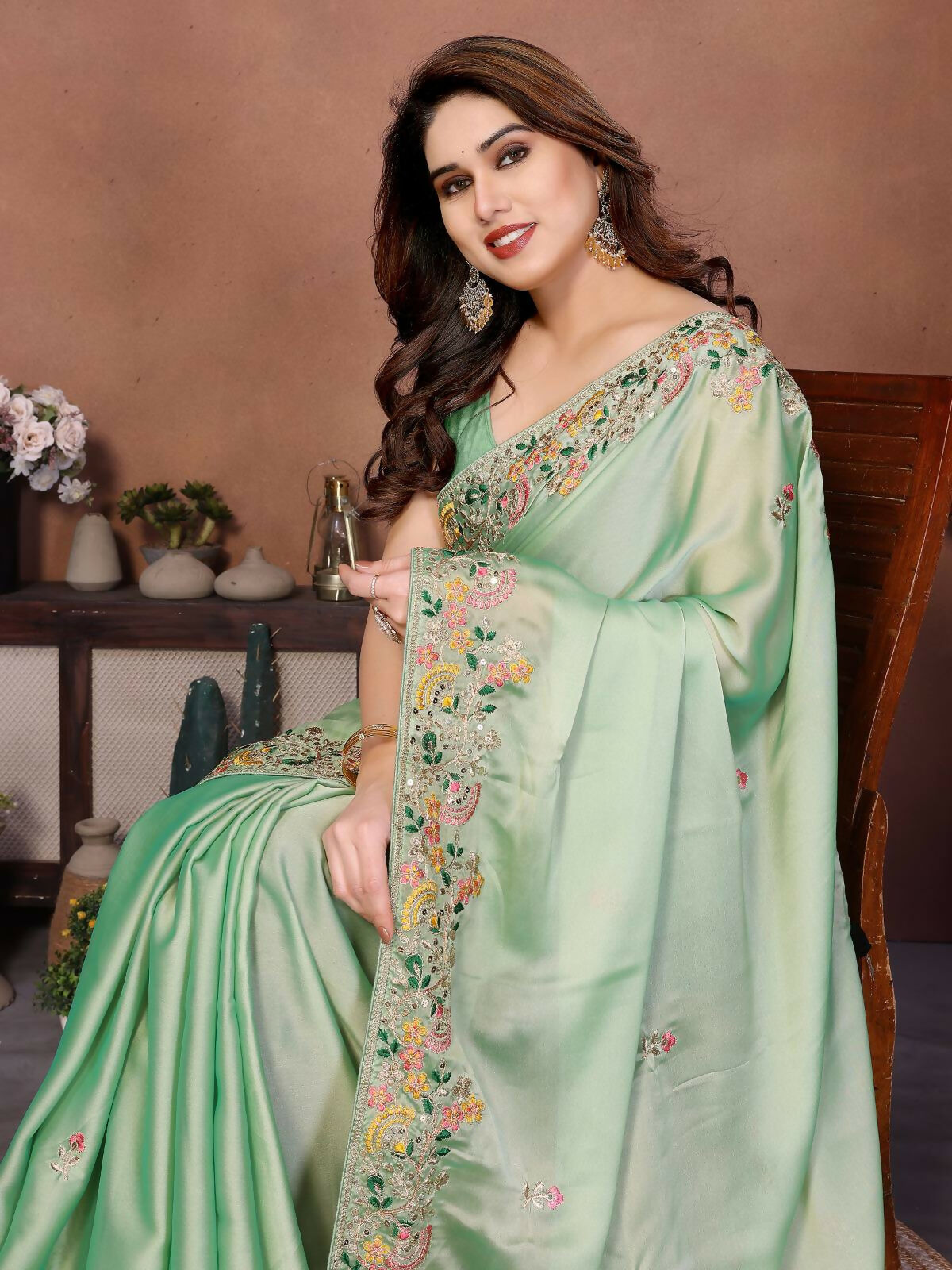 Teeya Creation New Trendy Party Wear Soft Silk Saree-Light_Green | Grocsy
