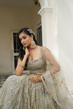 Eilara Glamorous Ivory Butterfly Net With Thread And Sequence Embroidered Work Fancy Lace Lehenga Choli For Wedding | Grocsy
