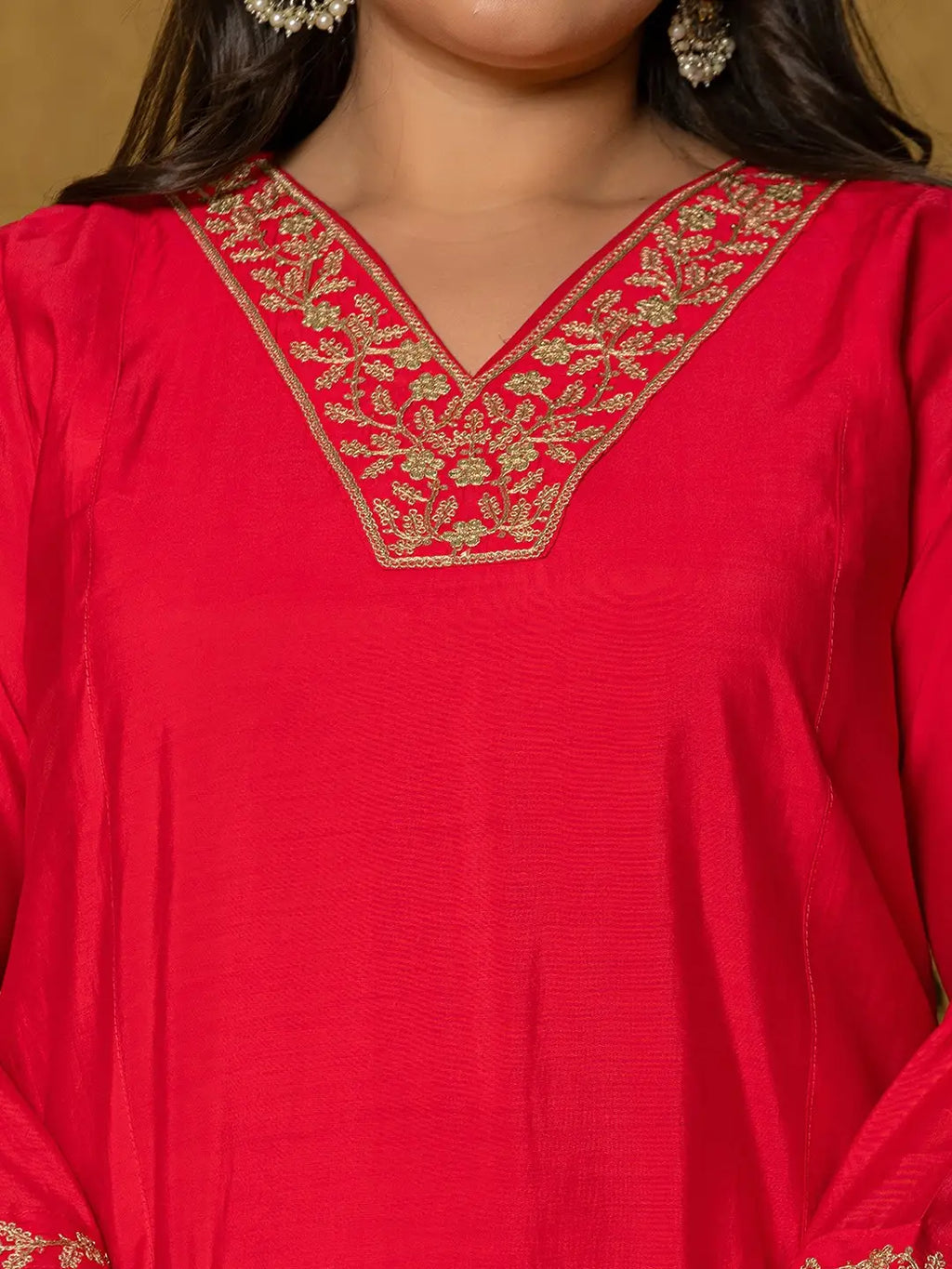 Yufta Fuchsia Silk Embroidered Plus Size Kurta Dupatta Set | Grocsy