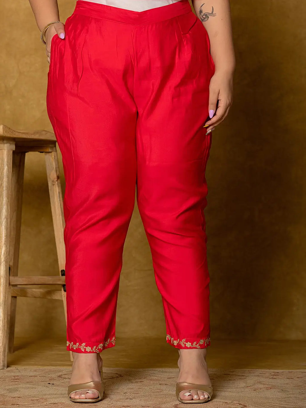 Yufta Fuchsia Silk Embroidered Plus Size Kurta Dupatta Set | Grocsy