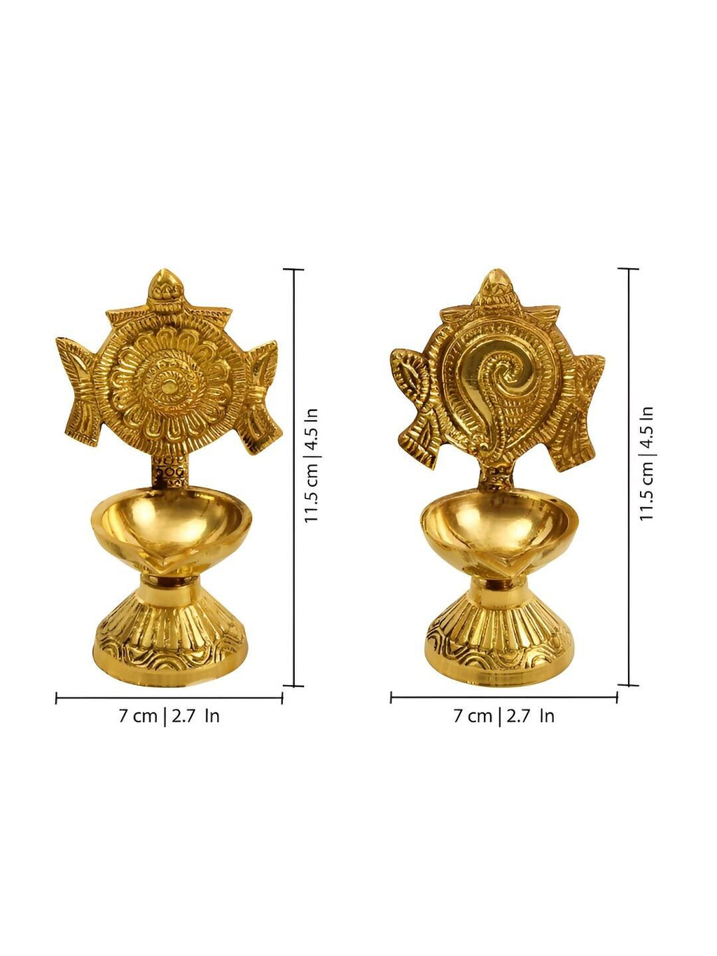 Spillbox 2 Pieces Brass Shangu Chakra Vilakku | Grocsy