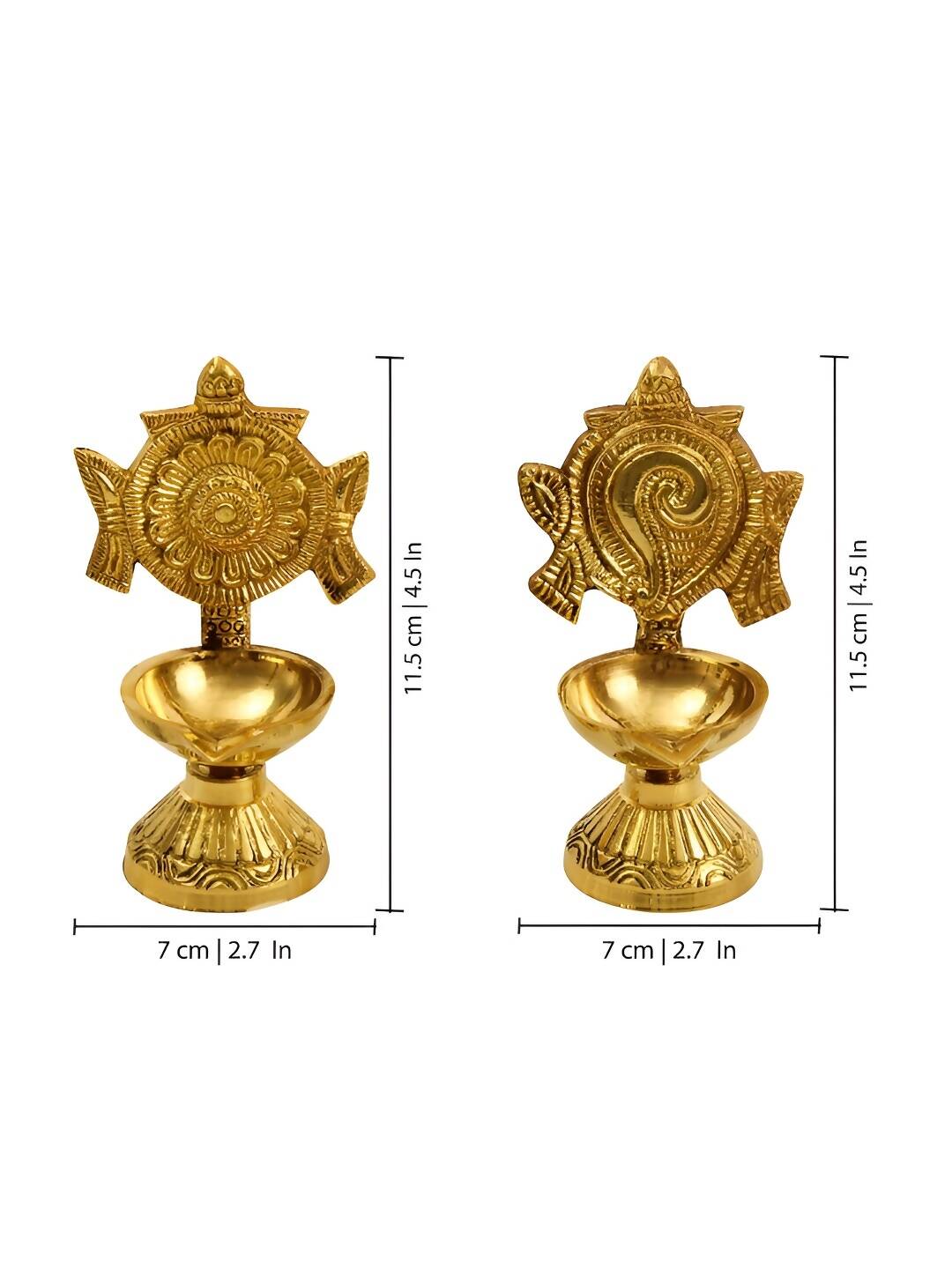 Spillbox 2 Pieces Brass Shangu Chakra Vilakku | Grocsy