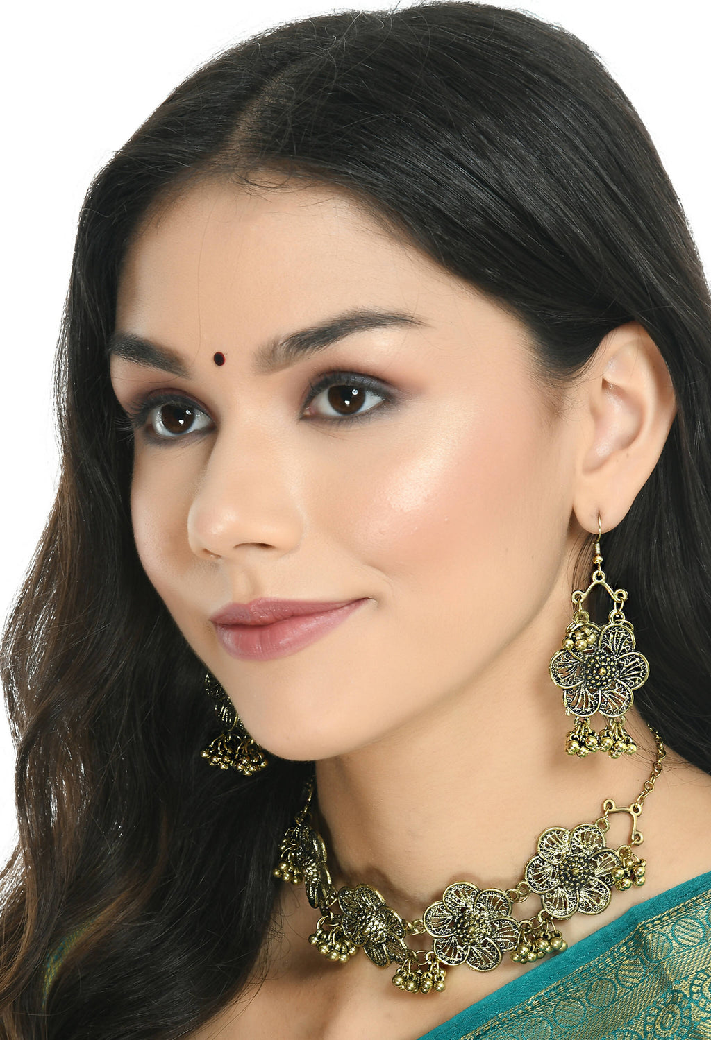 Mominos Fashion Johar Kamal Golden-Plated Brass Finish Floral Desgin Choker For Women | Grocsy