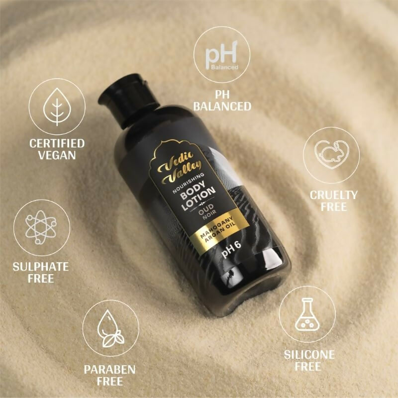 Vedic Valley Oud Noir Body Lotion with Shea, Avocado Butter | Grocsy