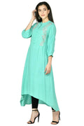 Joban Fashion Sea Green Cotton Rayon Kurta Set | Grocsy